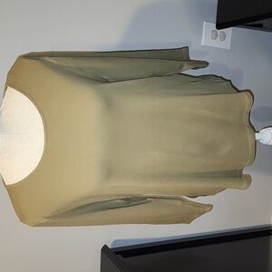 Chico's The Ultimate Tee Size Large (2) Olive 3/4 Sleeve Round Neck PTP 23inches